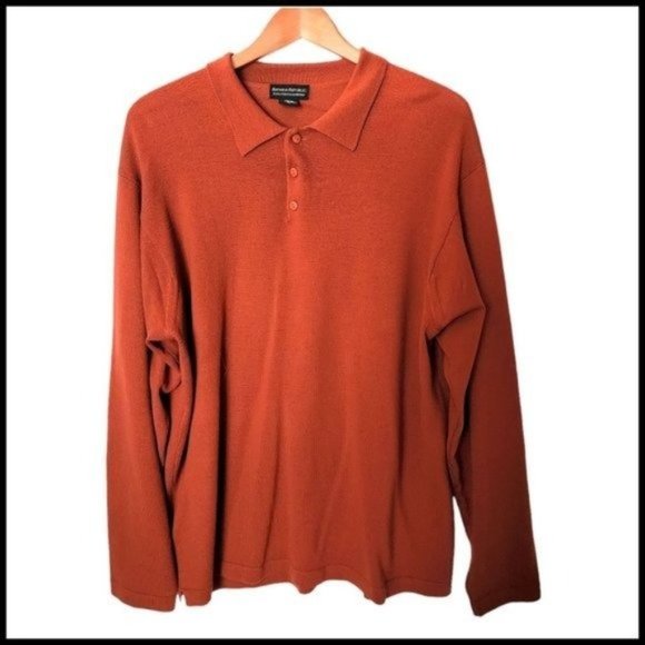 Banana Republic Sweaters - Banana Republic Extra Fine Italian Merino Wool Sweater‎ Collar XL Rust Orange